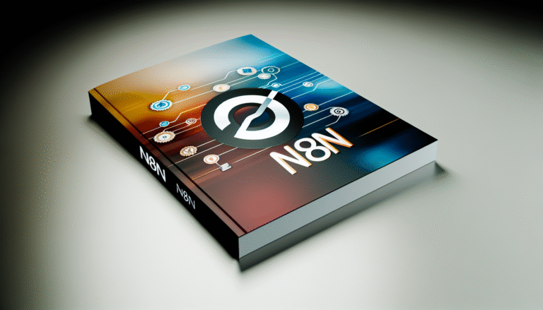 alt_text: Moderne omslag voor n8n met kleuren, logo en iconen voor automatisering en workflows.