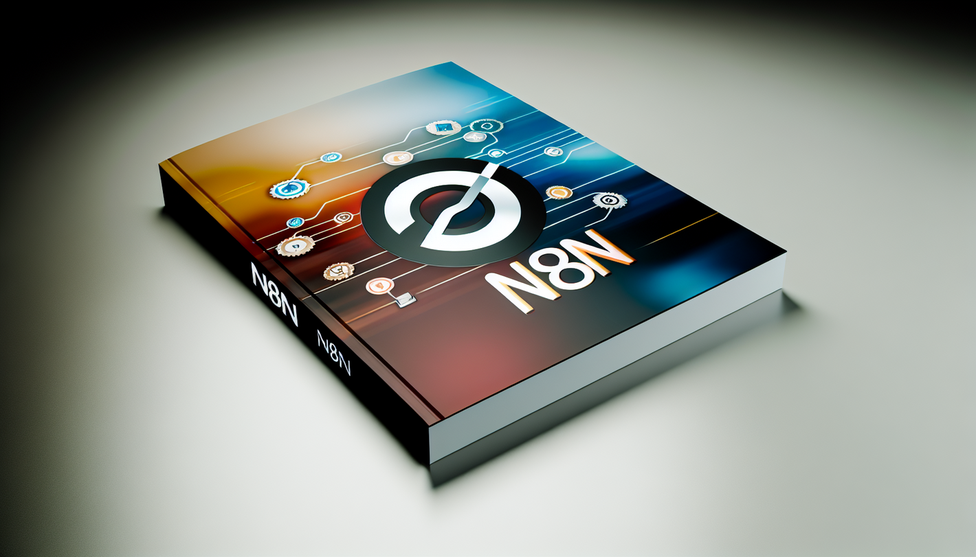 alt_text: Moderne omslag voor n8n met kleuren, logo en iconen voor automatisering en workflows.