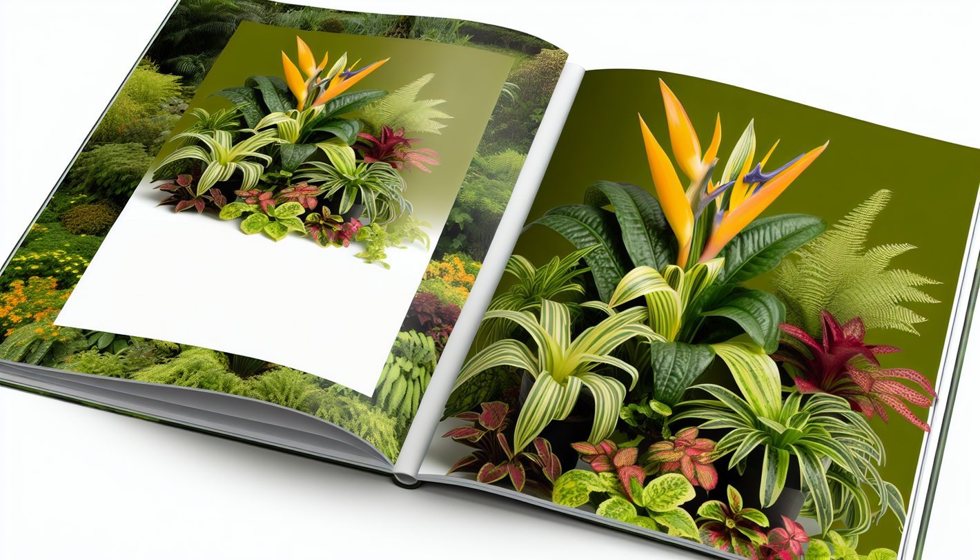 alt_text: Een levendige boekomslag met diverse planten, van tropisch tot kruiden, in een natuurlijke setting.